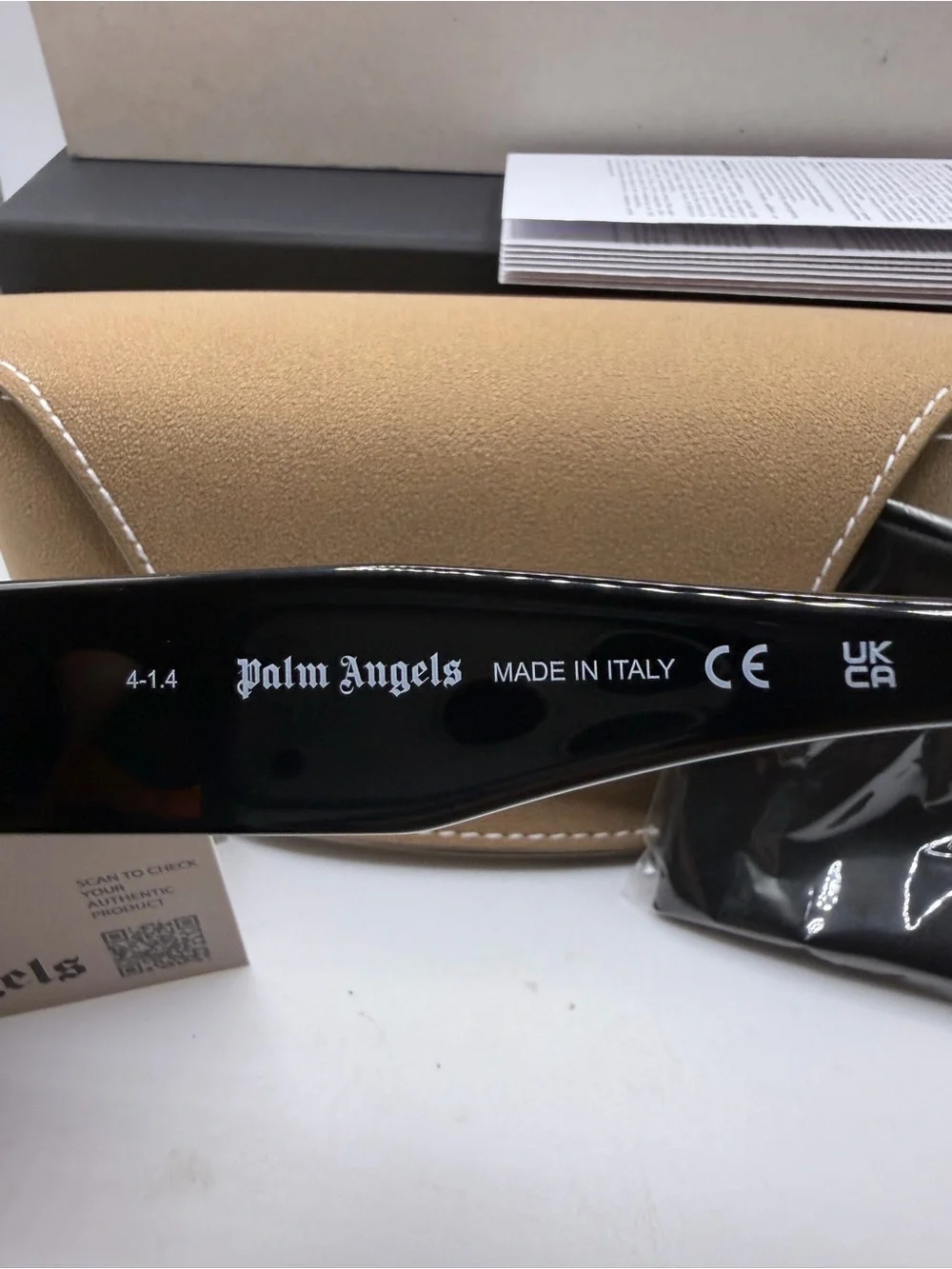 Palm Angels Sunglasses with Tan Leather Case - Black Lenses